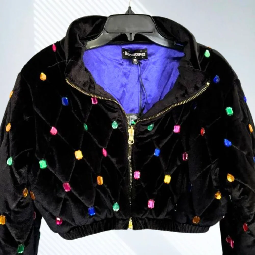 NWT Dolls Kill Horoscopez Sold Out Natural Wonder Bejeweled Puffer Jacket SZ M - Picture 7 of 16